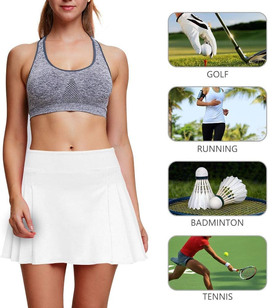 Tennis Skirts for Women Golf Skirt Tennis Skort Pleated with Side Inner Pockets Indoor Exercise,Runs Large