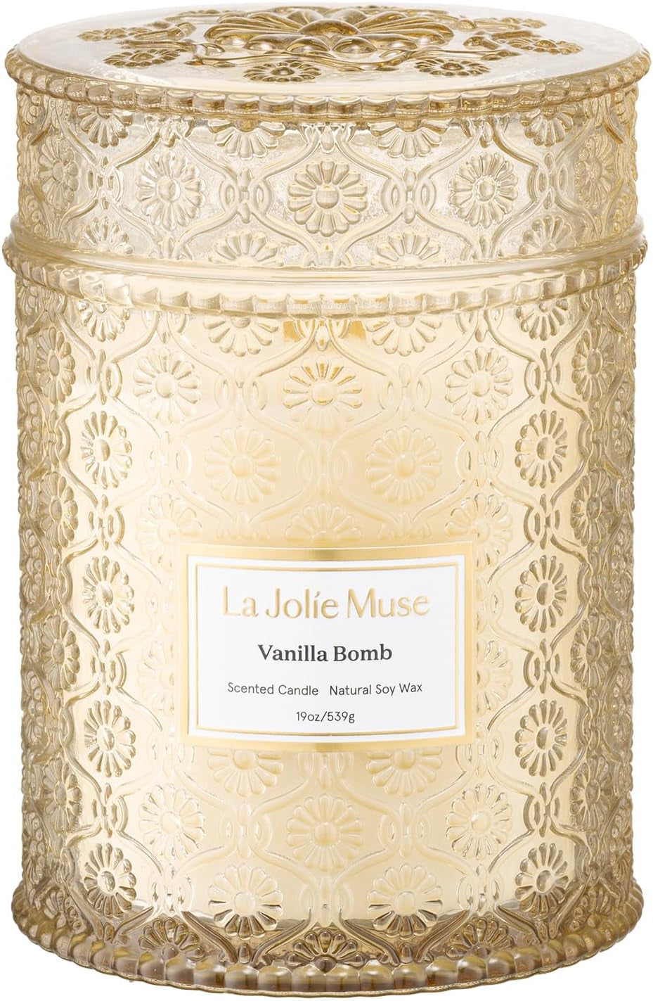 LA JOLIE MUSE Fir & Cedarwood Candle, Christmas Candles for Home Scented, Holiday Candle Gifts for Women&Men, Large Wood Wicked Scented Candle, Long Burning Time, Starlit Golden Fir, 19Oz