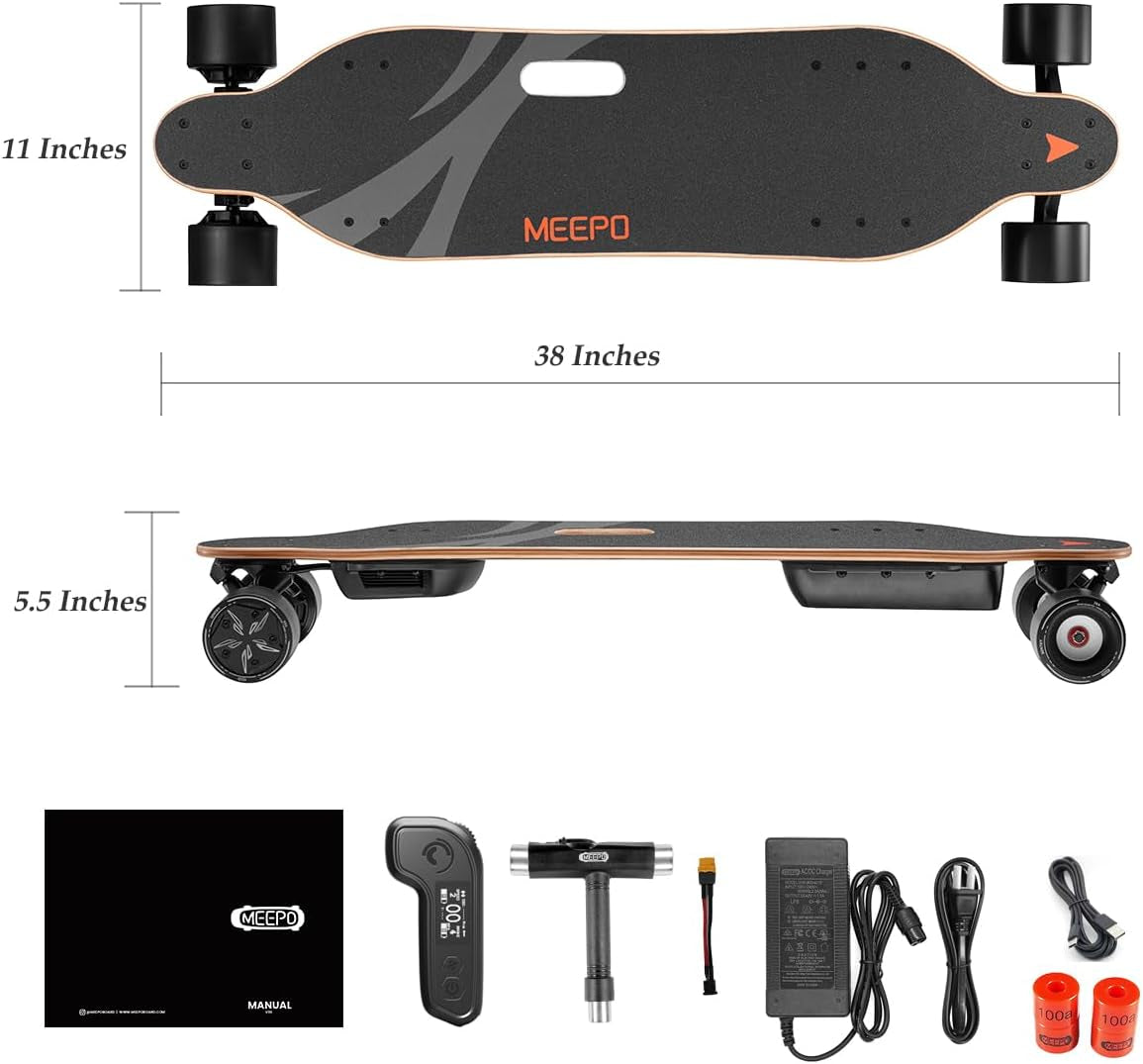 Campus/V3S/V5/Envy Electric Skateboard with Remote, Top Speed up to 29 Mph, 4 Speed Smooth Braking, Easy Carry Handle Design, Suitable for Adults & Teens Beginners