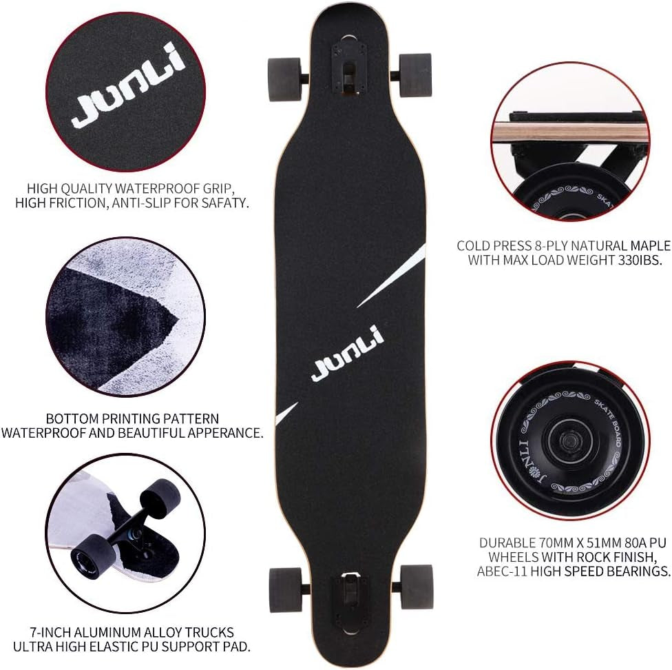 41 Inch Freeride Skateboard Longboard - Complete Skateboard Cruiser for Cruising, Carving, Free-Style and Downhill