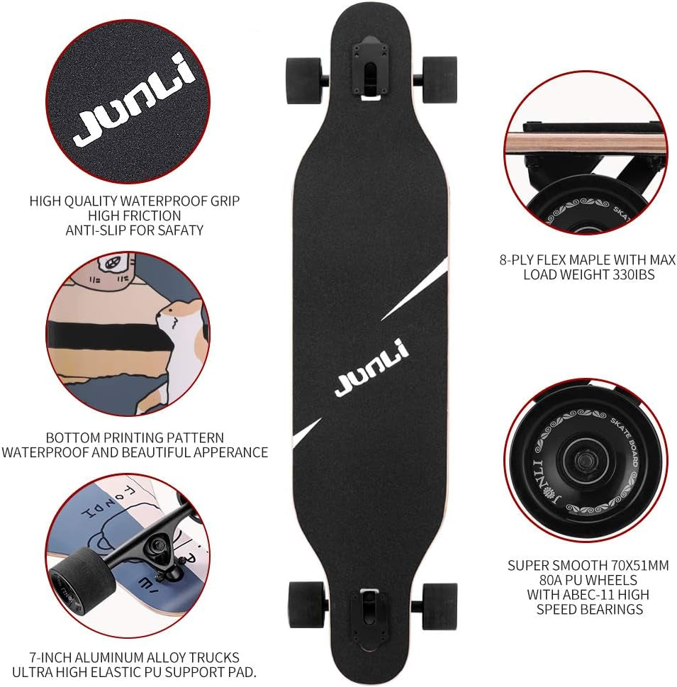 41 Inch Freeride Skateboard Longboard - Complete Skateboard Cruiser for Cruising, Carving, Free-Style and Downhill