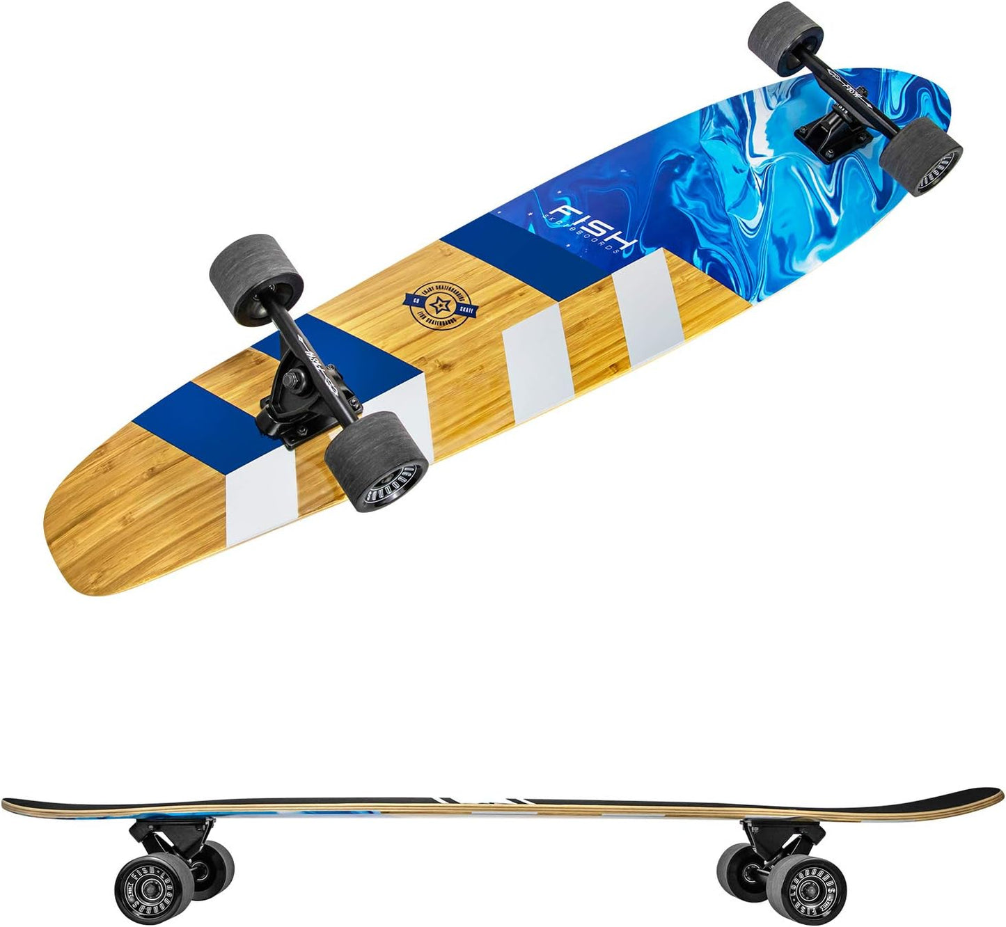 41-Inch Downhill Longboard Skateboard through Deck 8 Ply Canadian Maple, Complete Cruiser, Free-Style