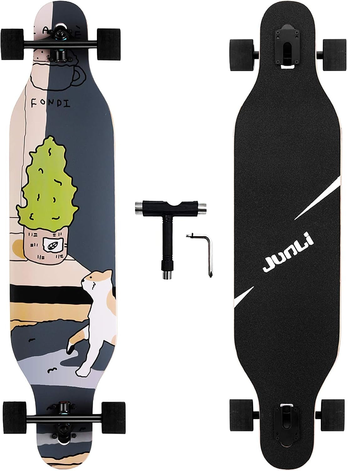 41 Inch Freeride Skateboard Longboard - Complete Skateboard Cruiser for Cruising, Carving, Free-Style and Downhill