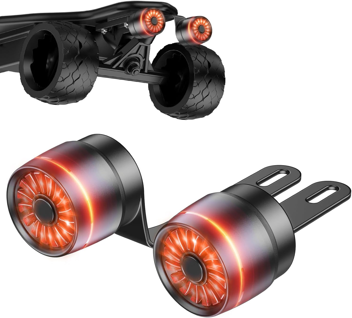 Smart Skateboard Tail Lights,2-Pack Brake Sensing Electric Skateboard Light,Quick-Release Longboard Lights,With Mounts Led Lights for Skateboard,5 Mods Turbine Led Skateboard Lights