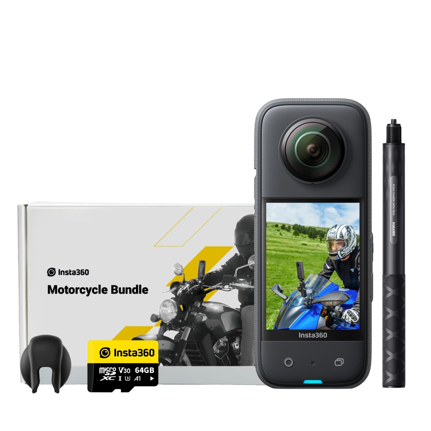 Insta360 X3-360 Action Camera with 5.7K 360 Active HDR Video, 4K Single-Lens Camera, Waterproof, FlowState Stabilization, 2.29" Touchscreen, AI Editing, for Motorcycle, Wintersports and Vlogging