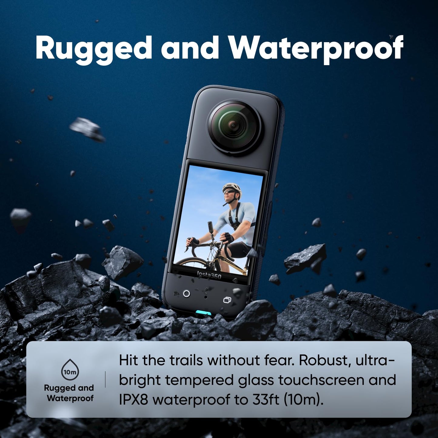 Insta360 X3-360 Action Camera with 5.7K 360 Active HDR Video, 4K Single-Lens Camera, Waterproof, FlowState Stabilization, 2.29" Touchscreen, AI Editing, for Motorcycle, Wintersports and Vlogging