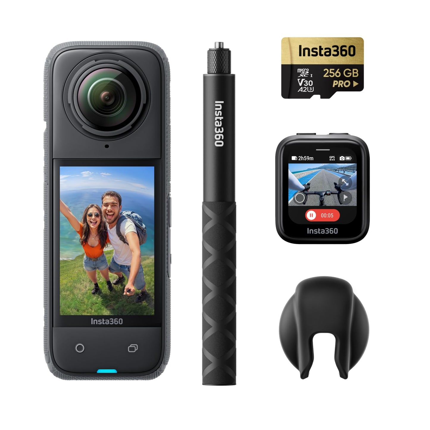 Insta360 X4 Standard Bundle - Waterproof 8K 360 Action Camera, 4K Wide-Angle Video, Invisible Selfie Stick Effect, Removable Lens Guards, 135 Min Battery Life, AI Editing, Stabilization