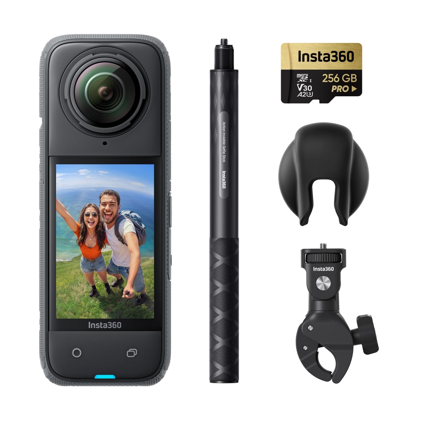 Insta360 X4 Standard Bundle - Waterproof 8K 360 Action Camera, 4K Wide-Angle Video, Invisible Selfie Stick Effect, Removable Lens Guards, 135 Min Battery Life, AI Editing, Stabilization