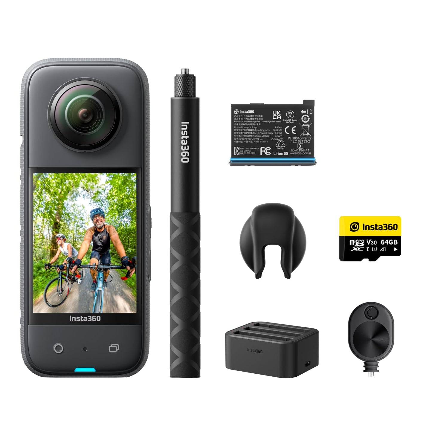 Insta360 X3-360 Action Camera with 5.7K 360 Active HDR Video, 4K Single-Lens Camera, Waterproof, FlowState Stabilization, 2.29" Touchscreen, AI Editing, for Motorcycle, Wintersports and Vlogging