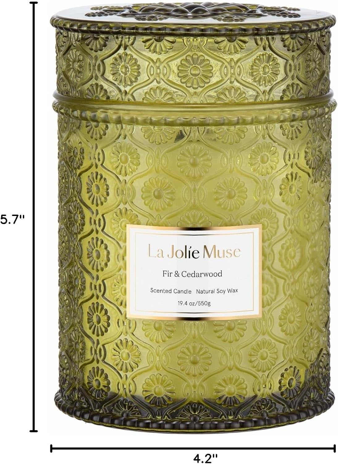 LA JOLIE MUSE Fir & Cedarwood Candle, Christmas Candles for Home Scented, Holiday Candle Gifts for Women&Men, Large Wood Wicked Scented Candle, Long Burning Time, Starlit Golden Fir, 19Oz