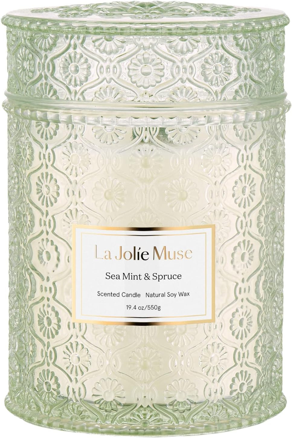 LA JOLIE MUSE Fir & Cedarwood Candle, Christmas Candles for Home Scented, Holiday Candle Gifts for Women&Men, Large Wood Wicked Scented Candle, Long Burning Time, Starlit Golden Fir, 19Oz