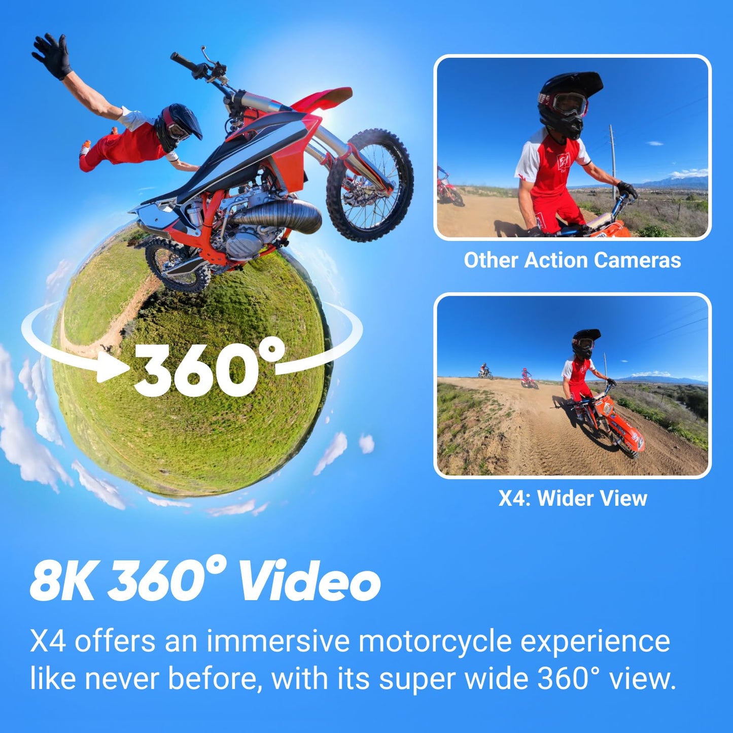 Insta360 X4 Standard Bundle - Waterproof 8K 360 Action Camera, 4K Wide-Angle Video, Invisible Selfie Stick Effect, Removable Lens Guards, 135 Min Battery Life, AI Editing, Stabilization