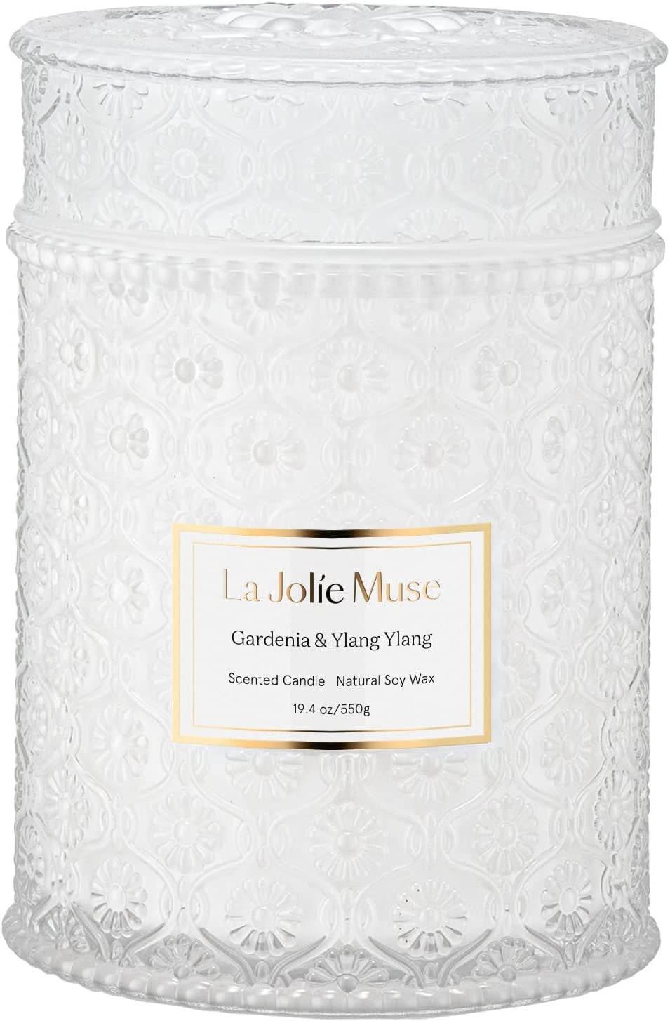 LA JOLIE MUSE Fir & Cedarwood Candle, Christmas Candles for Home Scented, Holiday Candle Gifts for Women&Men, Large Wood Wicked Scented Candle, Long Burning Time, Starlit Golden Fir, 19Oz