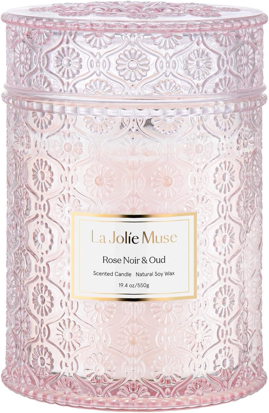 LA JOLIE MUSE Fir & Cedarwood Candle, Christmas Candles for Home Scented, Holiday Candle Gifts for Women&Men, Large Wood Wicked Scented Candle, Long Burning Time, Starlit Golden Fir, 19Oz