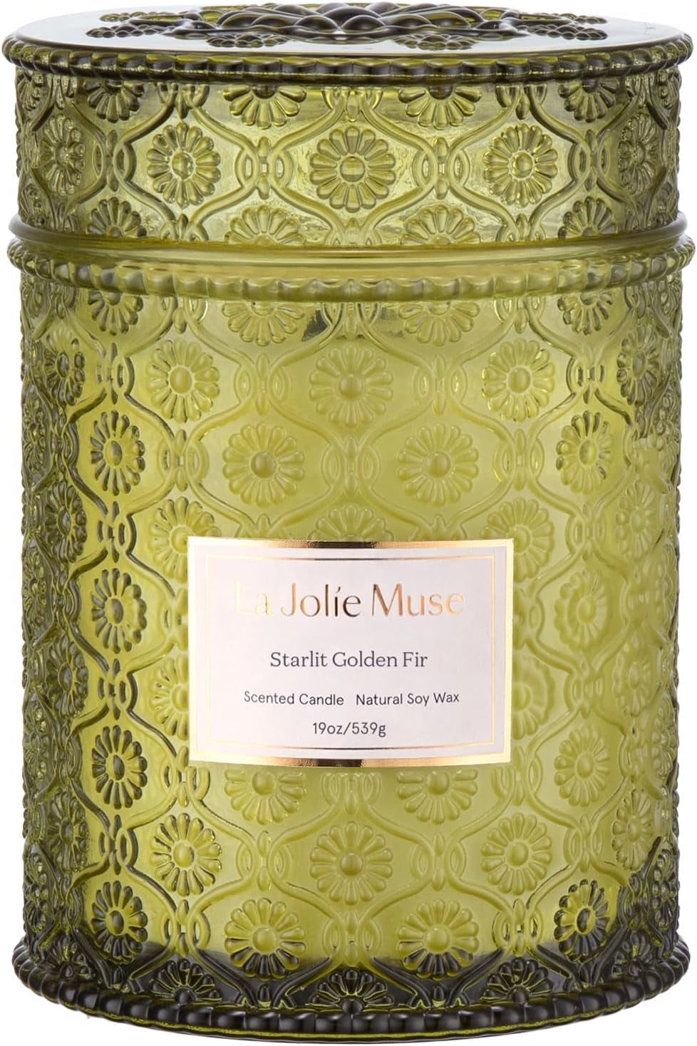 LA JOLIE MUSE Fir & Cedarwood Candle, Christmas Candles for Home Scented, Holiday Candle Gifts for Women&Men, Large Wood Wicked Scented Candle, Long Burning Time, Starlit Golden Fir, 19Oz