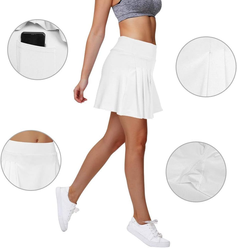 Tennis Skirts for Women Golf Skirt Tennis Skort Pleated with Side Inner Pockets Indoor Exercise,Runs Large