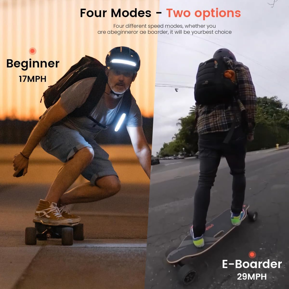 Campus/V3S/V5/Envy Electric Skateboard with Remote, Top Speed up to 29 Mph, 4 Speed Smooth Braking, Easy Carry Handle Design, Suitable for Adults & Teens Beginners