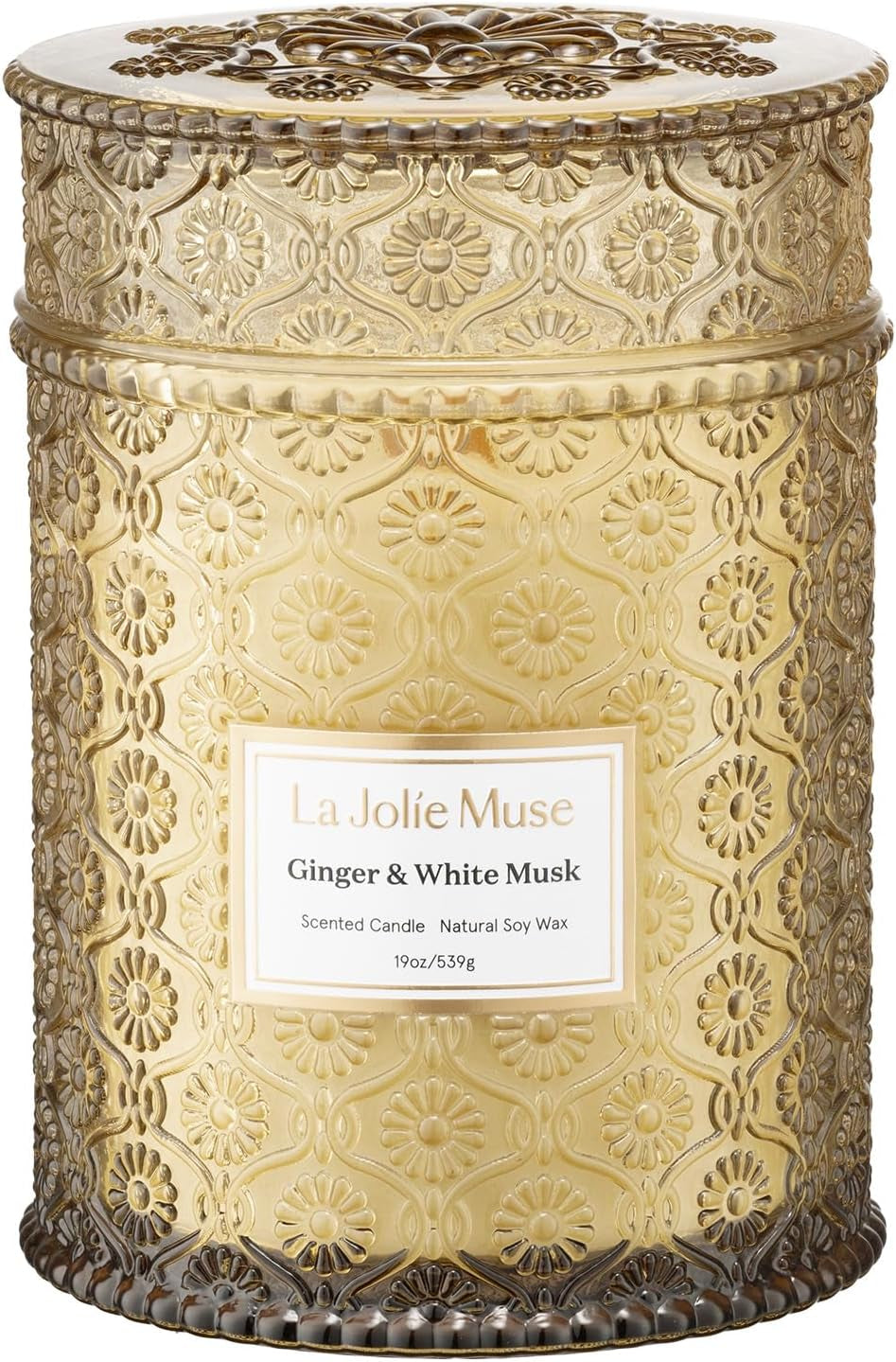 LA JOLIE MUSE Fir & Cedarwood Candle, Christmas Candles for Home Scented, Holiday Candle Gifts for Women&Men, Large Wood Wicked Scented Candle, Long Burning Time, Starlit Golden Fir, 19Oz